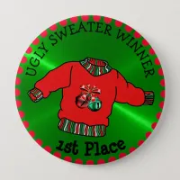 1st Place Ugly Sweater Winner Christmas Gold Medal Button