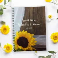 Rustic Yellow Sunflower and Barn Wood Wedding Notebook