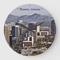 Downtown View of Phoenix, Arizona Large Clock