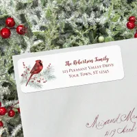 Red Cardinal Winter Christmas Return Address Label