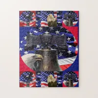 American Bald Eagle, Liberty Bell and Flag Puzzle