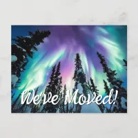 Northern Lights Winter Forest We've Moved Photo Postcard