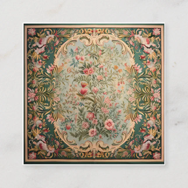 Floral Colorful Oriental Carpet Square Business Card
