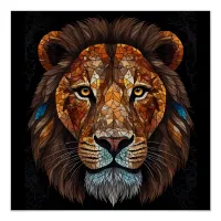 Lions head with mosaic stained glass effect poster