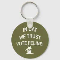 Vote Cat with White Text Keychain