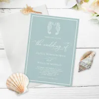 Seahorse Coastal Sea Glass Beach Script Wedding Invitation