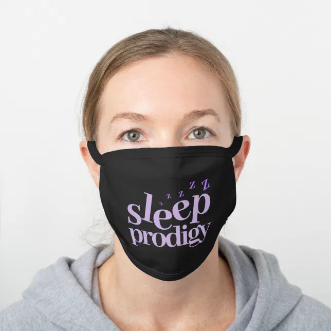 Cute Funny Sleep Prodigy Word Art Black Cotton Face Mask