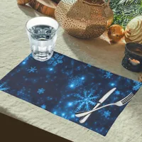 Deep Blue & Bright Snowflakes Woven Cloth Placemat