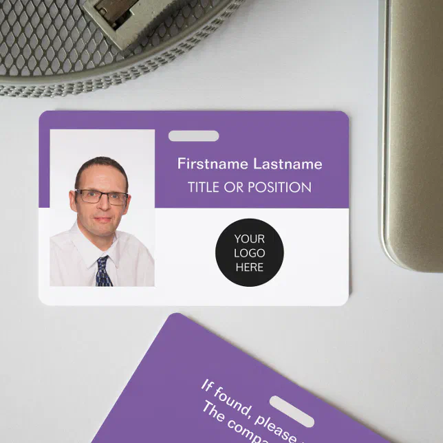 Purple Photo ID Name Badge