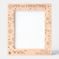 Our First Christmas Santa & Deer Couple Name 8x10 Etched Frames