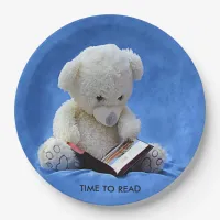 Teddy Bear Time to Read Blue Stuffed Animal, ZKOA Paper Plates
