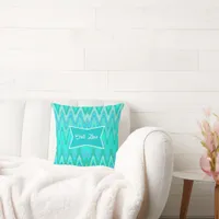 Modern zigzag pattern - waves in turquoise throw pillow