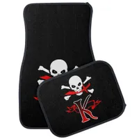 Jolly Roger K Monogram Initial Set of Car Mats