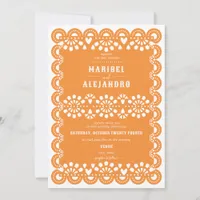 Scalloped Mexican Papel Picado Floral Boho Wedding Invitation