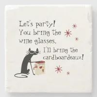 Cardboardeaux for Box Wine Funny Quote Cat Stone Coaster