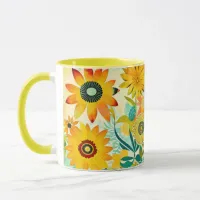 Pretty Folk Art Yellow Flowers   Mug