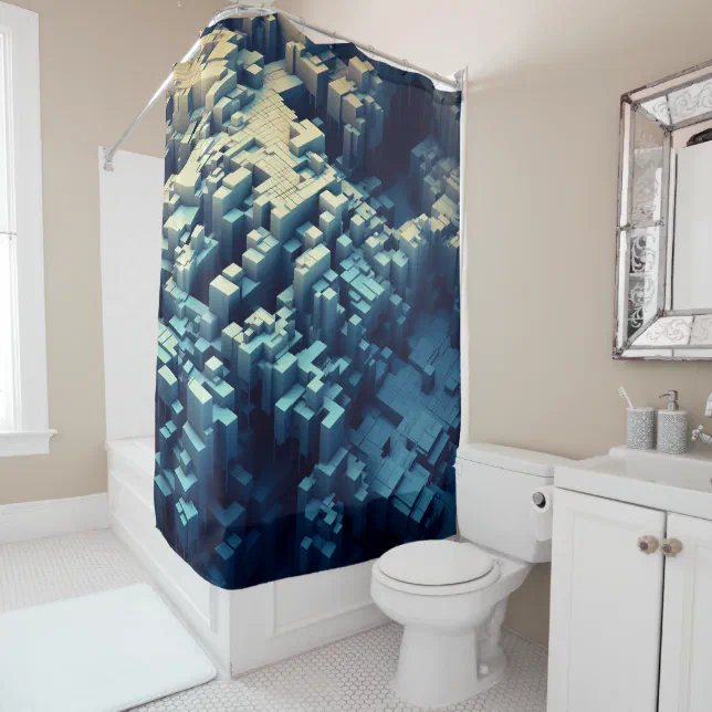 Cubic City vector art Shower Curtain