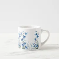 Blue and white coastal bluebells floral espresso cup