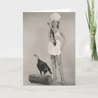 Vintage Sexy Pinup Chef Musket Turkey Thanksgiving Holiday Card