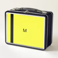 Bright Contemporary Modern Yellow Minimal Monogram Metal Lunch Box