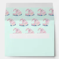 Cute Easter Bunnies Preschool Mint Green Card Envelope