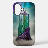 Cosmic Gemstone and Glass \|/ Universe AI Art iPhone 16 Case