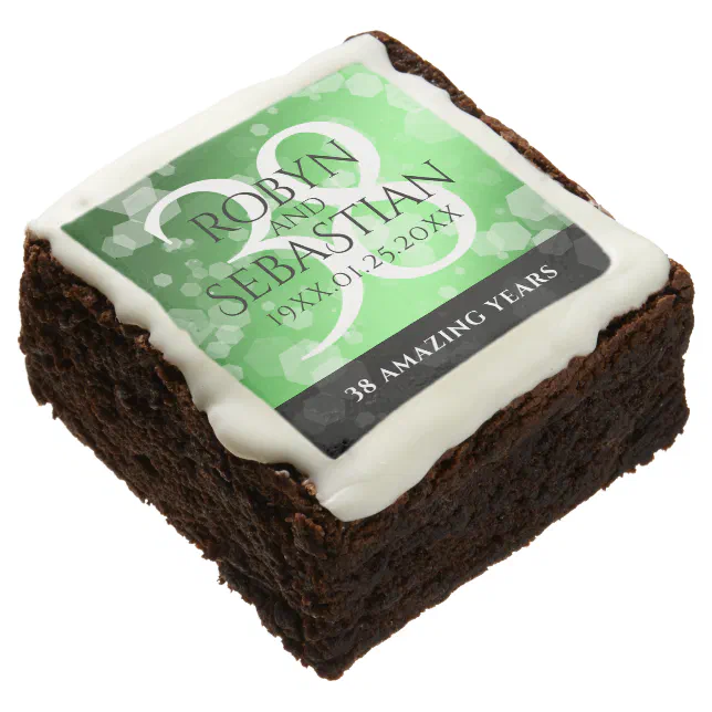 Elegant 38th Emerald Wedding Anniversary Brownie