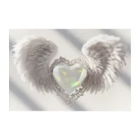 *~*~ White Opal Heart Angel Wings  AP78 Acrylic Print