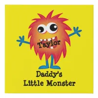 Cute Orange Cartoon Monster Funny Fun for Kids Faux Canvas Print