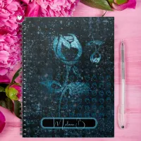 Dark blue abstract pattern with roses  notebook