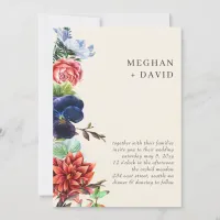 Rustic Watercolor Blooms Floral Wedding Invitation