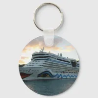 AIDAluna Cruise Ship in Road Town on Tortola Keychain