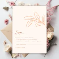 Classic Minimal Peach Color Elegant Wedding RSVP Card