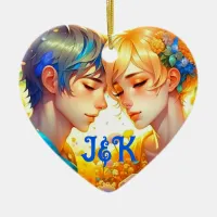 Romantic Couple's Gift | Personalized Anime Ceramic Ornament