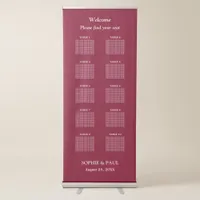 Elegant Burgundy 10 Table Seating Chart Retractable Banner