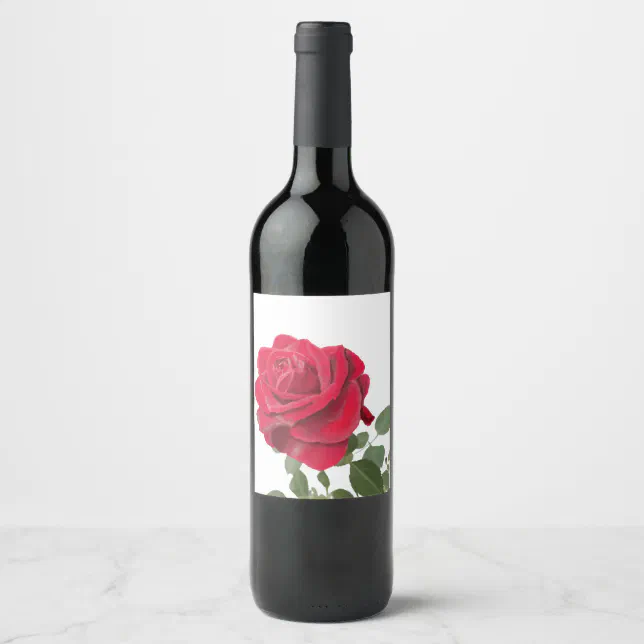 Red Pink Poster - Hand painted Wine Label