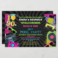 Budget Neon Couples 90s Pool Party Invitation