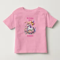 Birthday Girl Pink, Purple and Gold Unicorn Toddler T-shirt