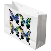 Aqua, Pink, and Yellow -  Elegant Butterflies Large Gift Bag