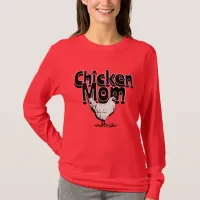 Black and White Vintage Chicken Mom  T-Shirt