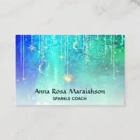 *~* Sun Gold Stars Sparkle Moon Celestial Rainbow  Business Card