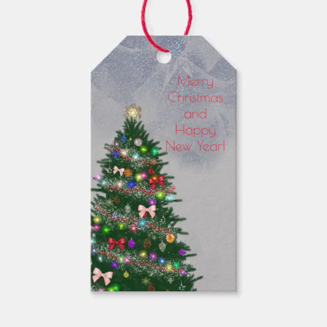 Casual colorful decorated Christmas tree Gift Tags