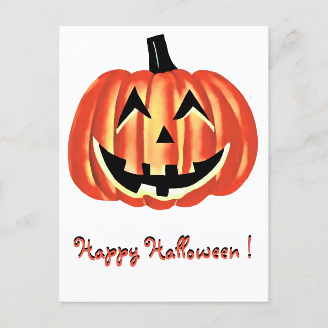 Citrouille d’Halloween souriante / smiling hallowe Postcard