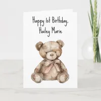 First Birthday Teddy Bear Personalized Card