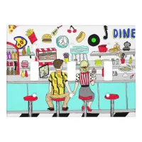 1950's Couple Holding Hands at  Diner  Light Switch Cover