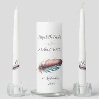 Whispers of Grace Feathered Elegance Minimalism Unity Candle Set