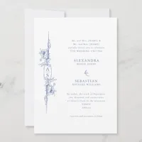 Elegant Baroque Blue French Floral Wedding Invitation