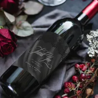 Gothic Black Lace & Satin Wedding ID866 Wine Label