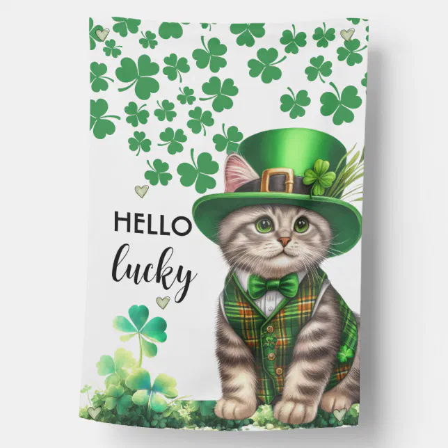 St Patricks Day Cat Personalized Garden Flag