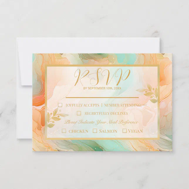 Marble seamless terracotta and jade RSVP card